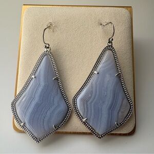 Kendra Scott Alexandra Earrings, Blue Lace Agate / Silver